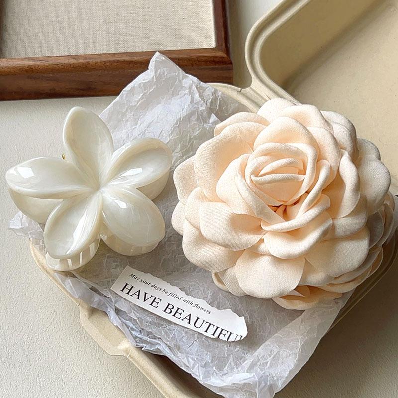 2pcs/set French Large Flower Hair Claws Korean Flower Hair Clip Grab For Women Ponytail Hairpins Barrettes Hair Accessories Gift