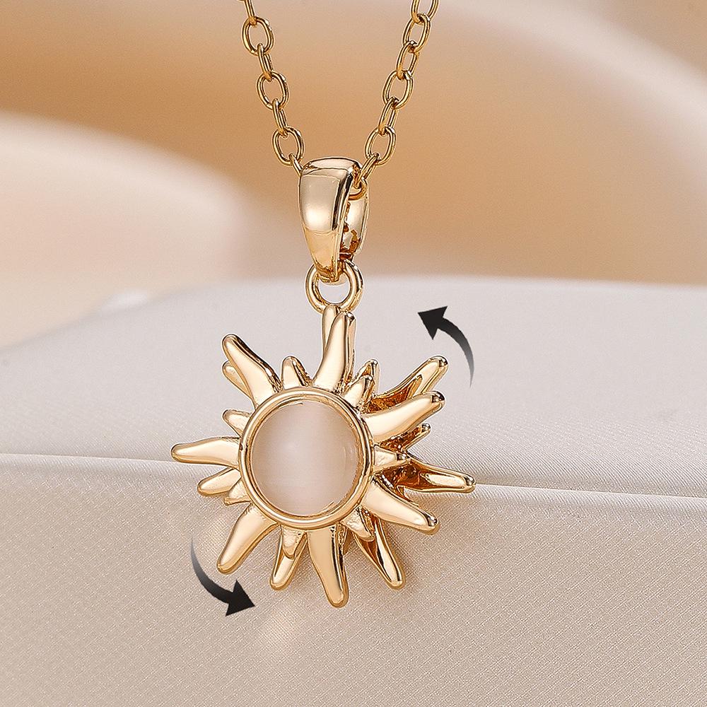 European & American Copper Geometric Sunflower Rotatable Open Adjustable Ring – Unique, Versatile Design