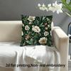 Elegant Floral Pillow Cover, Dark Green And White Botanical Design Cushion Case For Living Room Bedroom Home Decor Gift