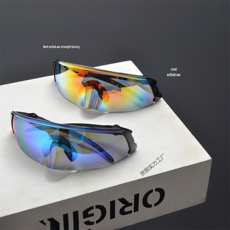 European & American Retro Frameless Riding Sunglasses: Stylish Anti-UV Large Frame for Men & Women