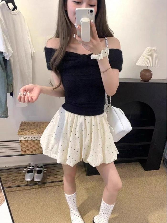 2025 New High Waist Polka Dot Puffy Skirt for Spring/Summer - Petite Cloud Bubble Style