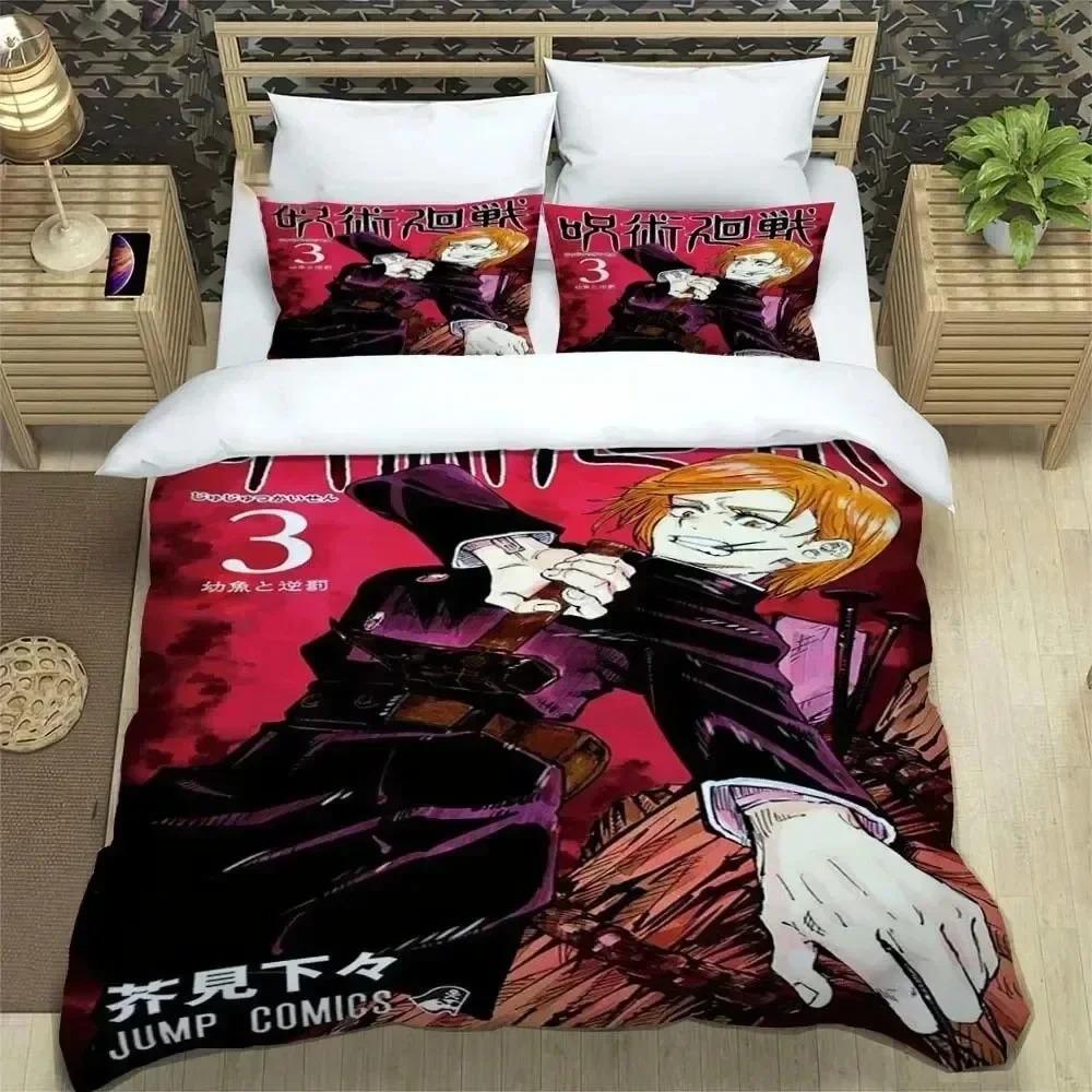 Imprimare 3D Jujutsu Kaisen Anime Set de Lenjerie de Pat Băieți Fete Twin Queen King Size Husă de Plapumă Față de Pernă Pat băieți Adult