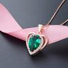 Tancise Elegant 925 Sterling Silver Necklace with Heart-shaped Emerald Zircon    Pendant Women Jewellery Wedding Party