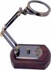 5X Brass Desk Top Magnifying Glass with Adjustable Stand and Wooden Base Vintage
