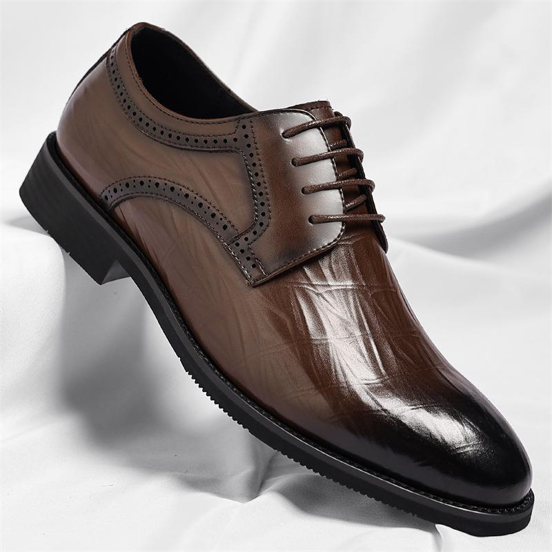 Spring Autumn New Designer Dress Shoes for Men Fashion Casual Lace Wedding Shoes Male Solid Color Cow Leather Shoe Man