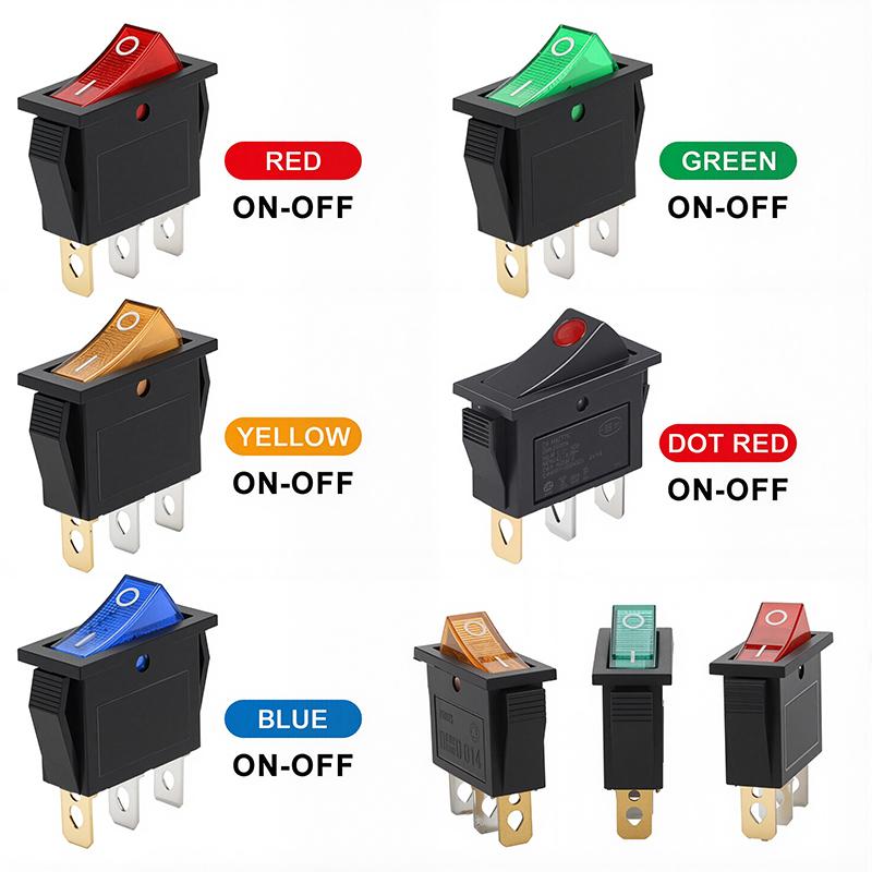 5/20PCS KCD3 Rocker Switch ON-OFF ON-OFF-ON 2 Position 3Pins Electrical Equipment with Light Power Switch 16A 250V / 20A 125V AC