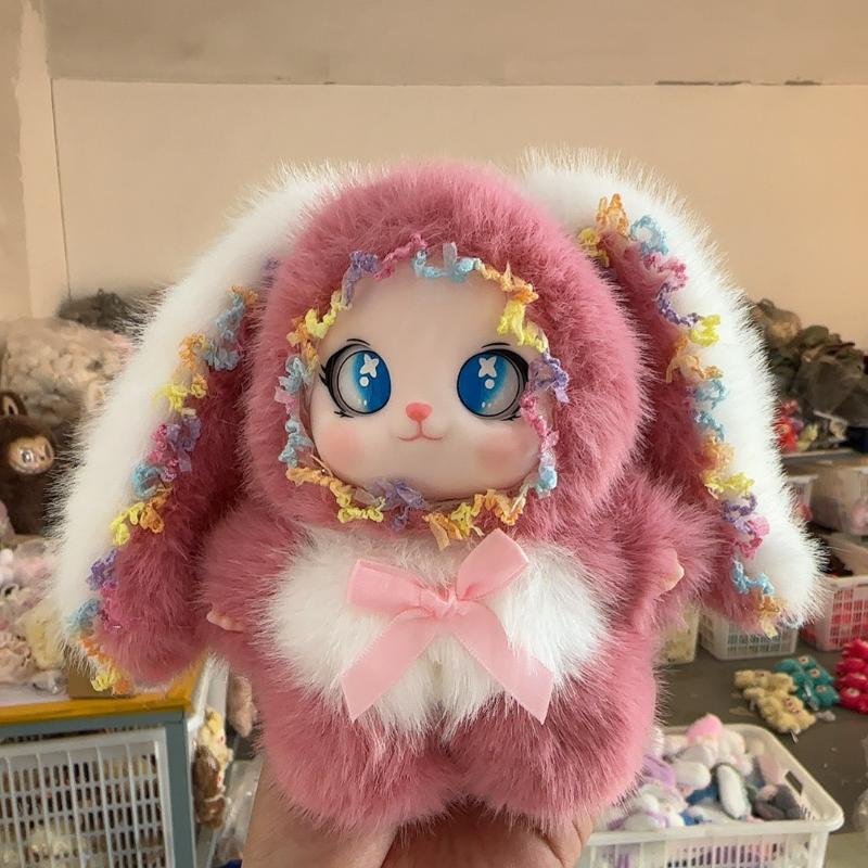 Süßer Kaninchenohren-Plüschtier-Anhänger Schlüsselanhänger Ornamente Rucksack-Anhänger Dekoration Auto-Schlüsselanhänger Für Frauen Mädchen Geschenk