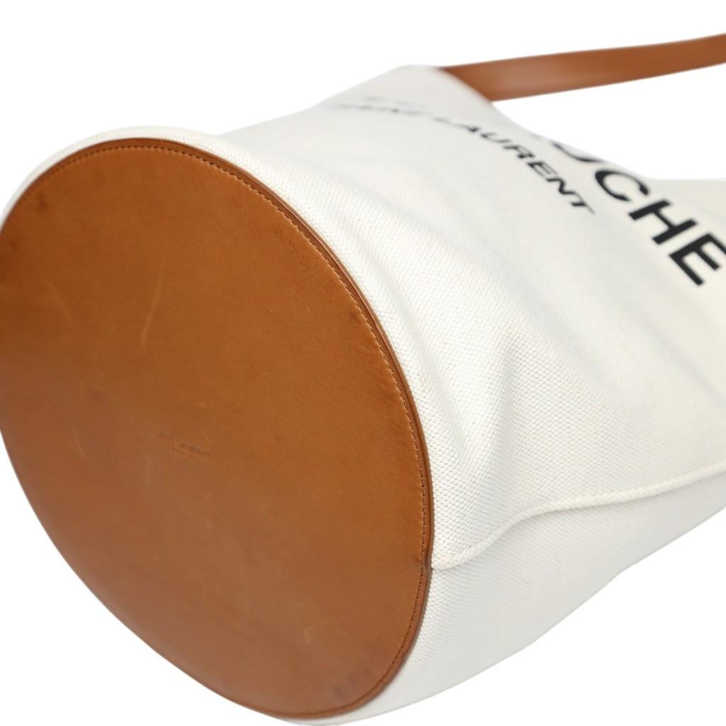 SAINT LAURENT Rive Gauche Shoulder Bag canvas Natural x brown unisex VLR669299 Used