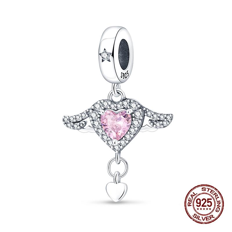 New Copper Pink Cross Bow Girl Heart Pendant Charms Fit 3Mm Original Bracelet Necklace Womens Fine Diy Jewelry Gifts