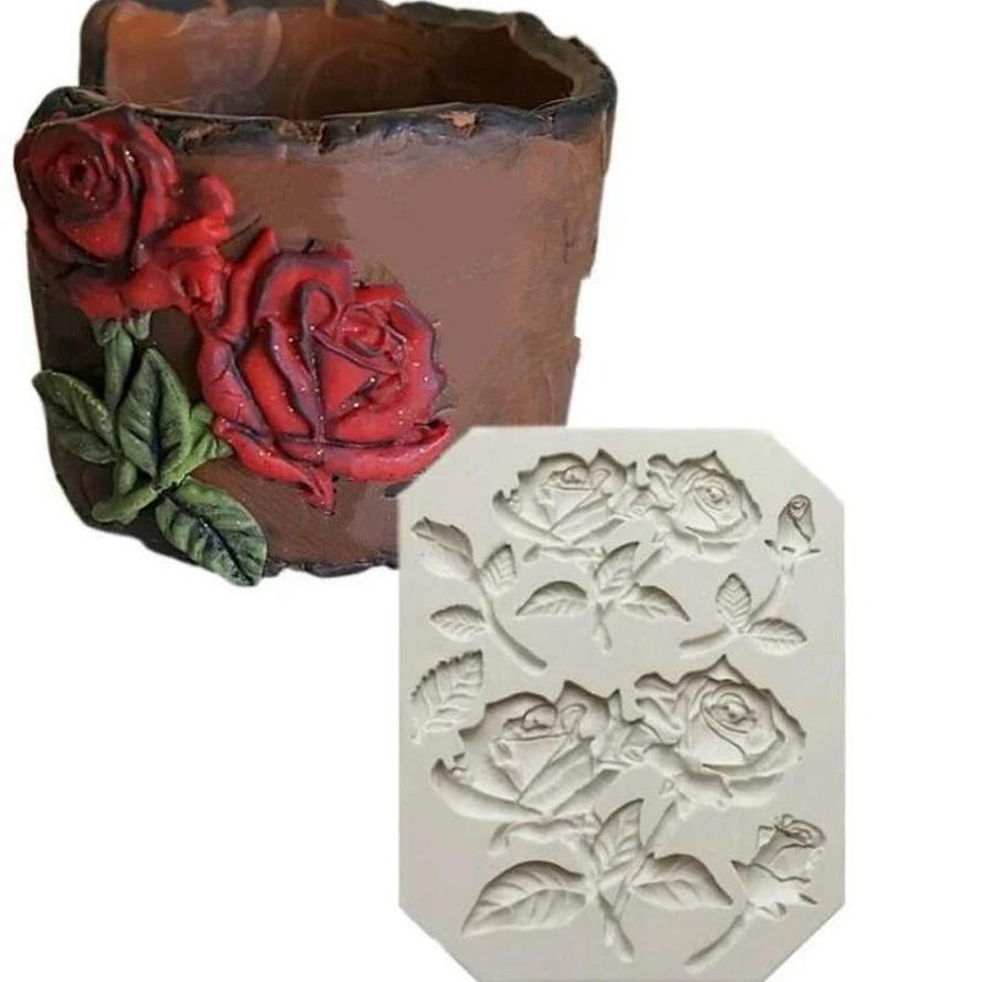 New Rose Bouquet Silicone Mold DIY Sugar Cake Mold Kitchen Baking Chocolate Decoration Mold Handmade Rose Decoration Gypsum Mold
