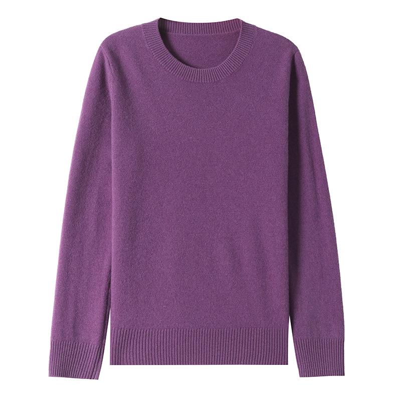 100% Pure Wool Low Neck Sweater for Women 50+, Stylish Solid Color Autumn/Winter Base Layer