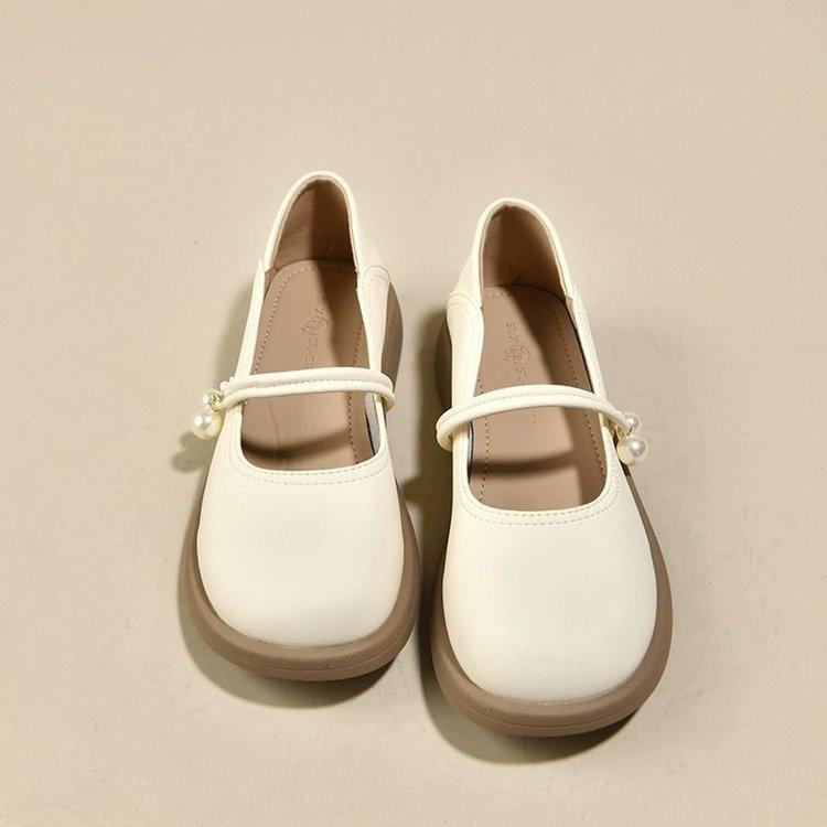Mary Jane Shoes Flat Single Shoes Women's Summer 2025 New One-pedal Women's Shoes with Skirts, Evening Breeze Gentle Small Leather Shoes