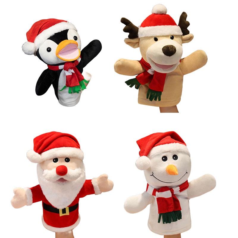 Festive Santa Claus Ventriloquist Puppet Toy Mouth Moving Plush Doll For Kids Christmas Gift
