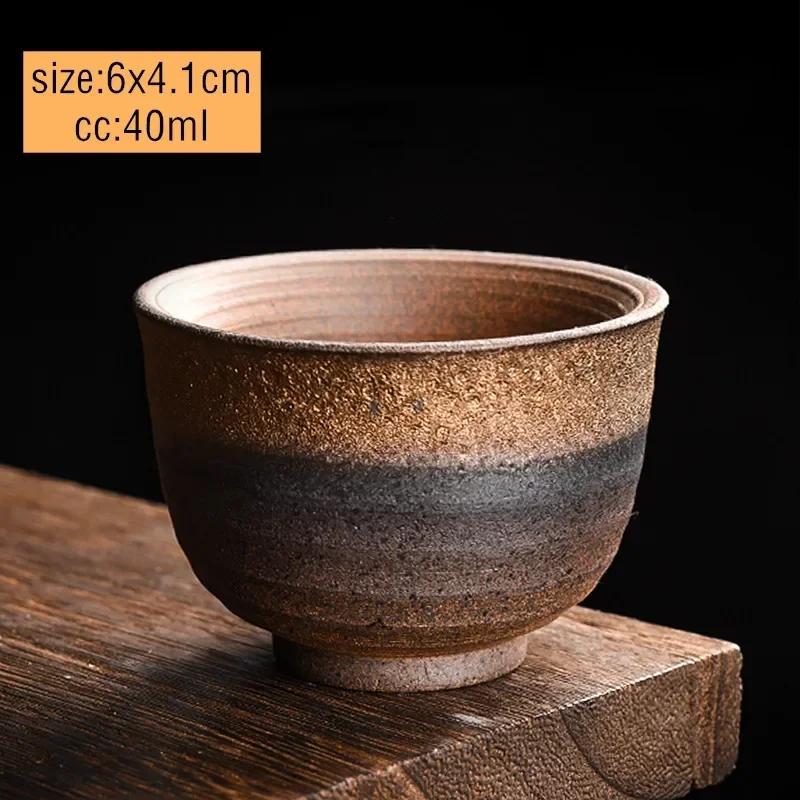 1 Adet Çin Vintage Seramik Çay Fincanı El Yapımı Kaba Seramik Çay Kasesi Ev Tipi Çay Takımı Usta Çay Fincanı Seyahat Kişisel Fincan