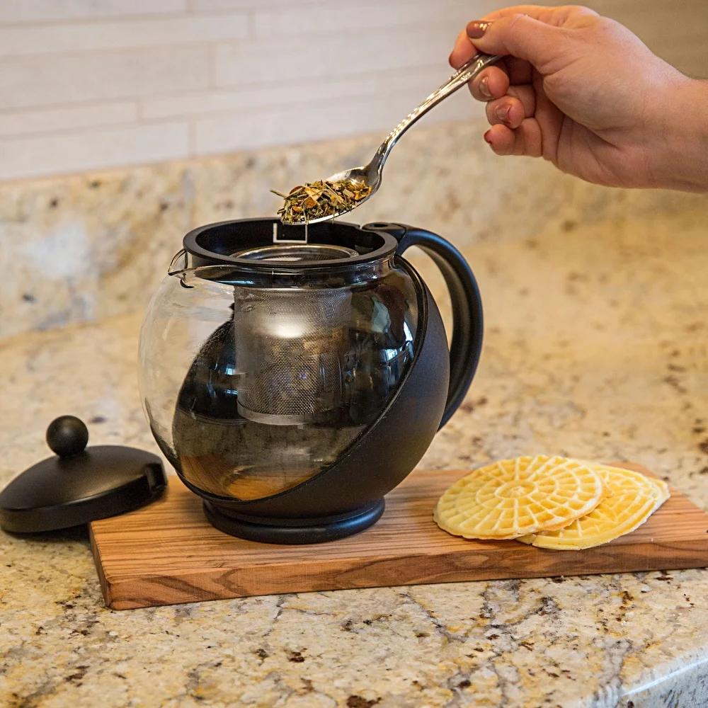 5 Cups Teapot with Infuser Dishwasher Safe Modern Glass Teapot Steeping Tea Durable Kitchenware Heat Resistant Hot Tea Pot