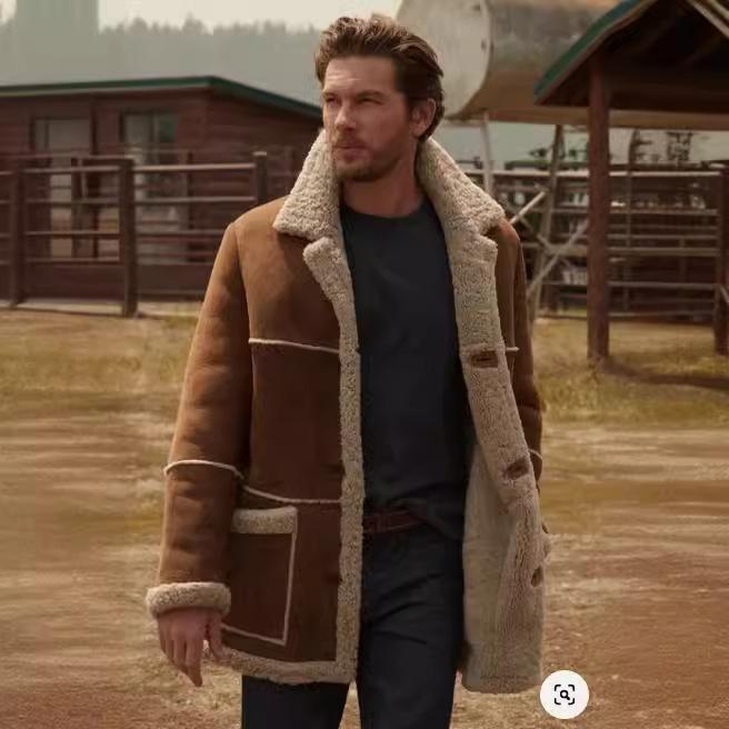 Sonbahar ve Kış Avrupa ve Amerikan Kürk Entegre Erkek Mont Suni Deri Polar Mont Avrupa Versiyonu Ceket