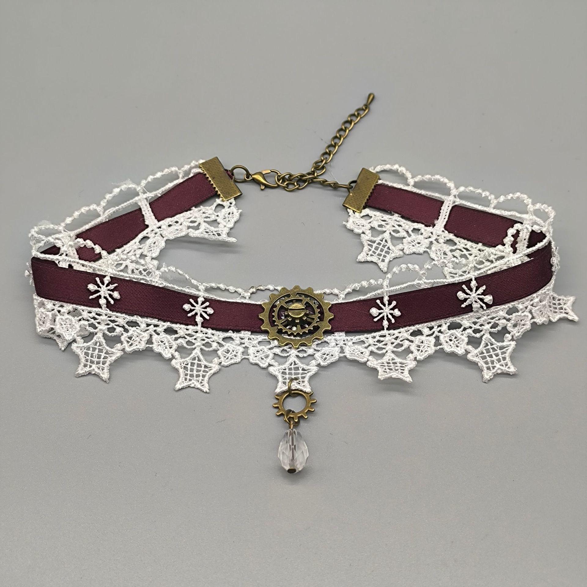 

Готическое панк стимпанк ожерелье Рождественская лента кружевной чокер ошейник