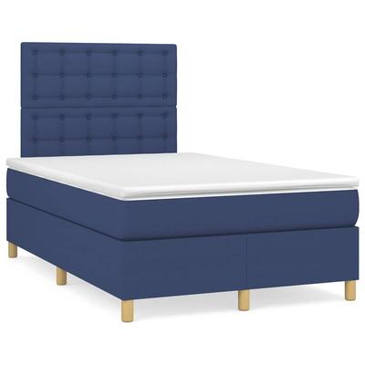 Vidaxl Continental Bed With Mattress, Blue, 120X190Cm, Fabric
