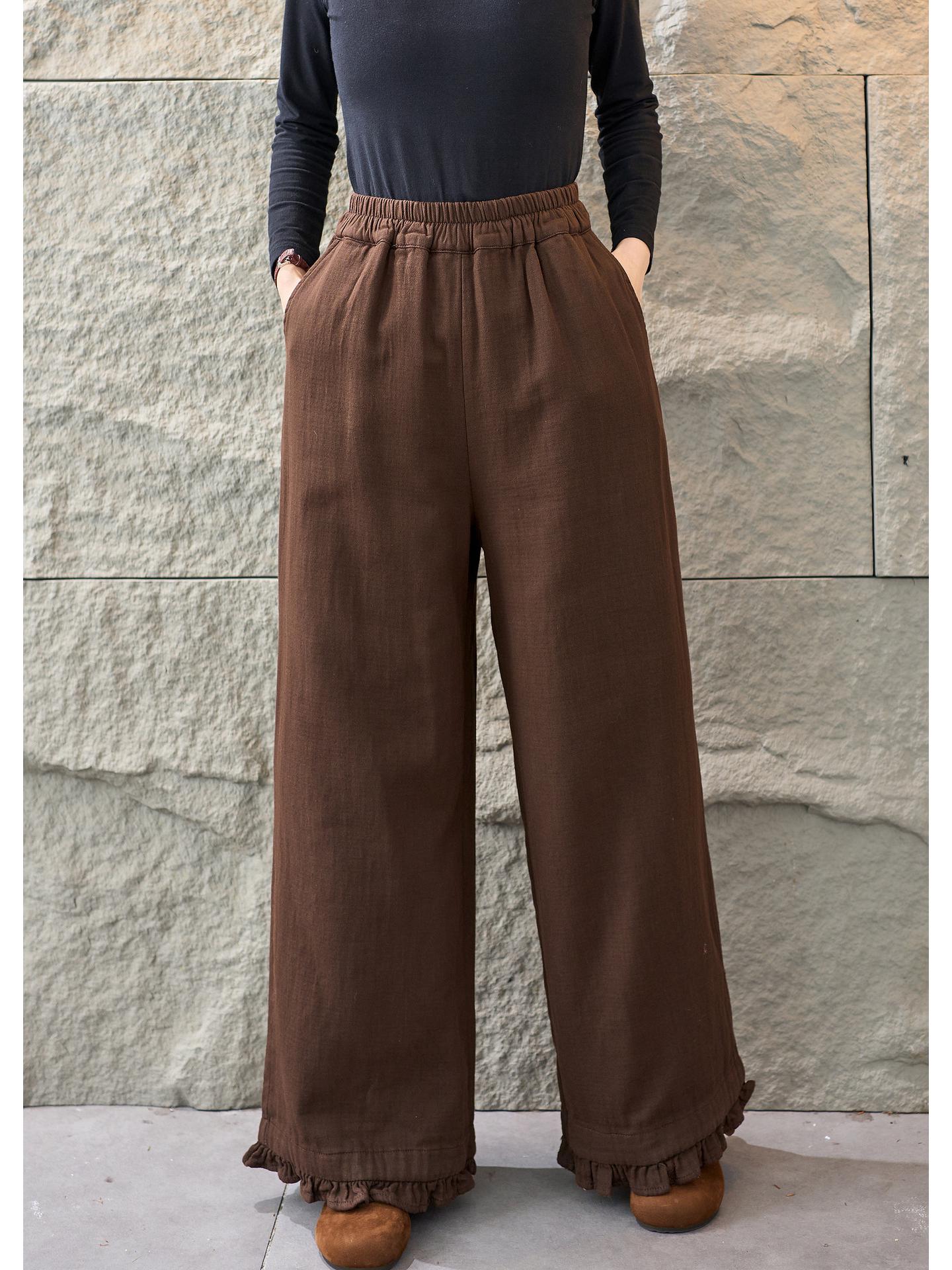 2026 Spring Women s Retro Style Color Block Vest & Ruffle Wide-Leg Pants Suit One Size