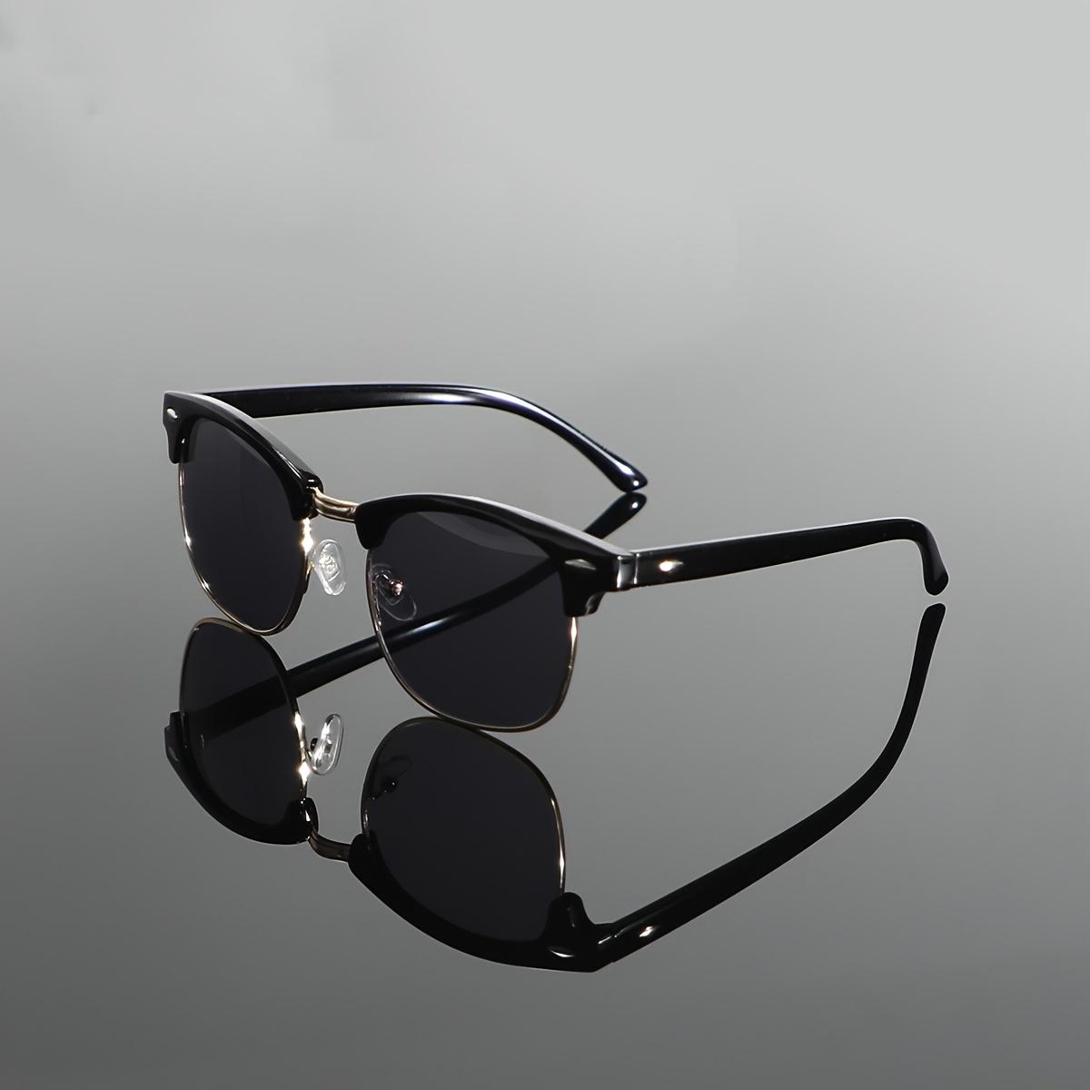 

Неполяризованные мужские солнцезащитные очки в овальной оправе в стиле ретро с заклепками половинной оправы — классическая деловая и повседневная мода, антибликовые линзы из поликарбоната