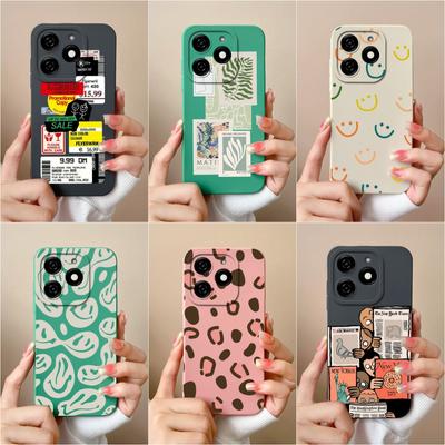 Flüssiges Silikon für Itel P55+ A18s Tecno Hot 40i Spark Go 2024 20 Pro+ Telefonabdeckung Modeetiketten Schutzhülle Anti-Drop Matte Hülle Beliebte Bumper Capas