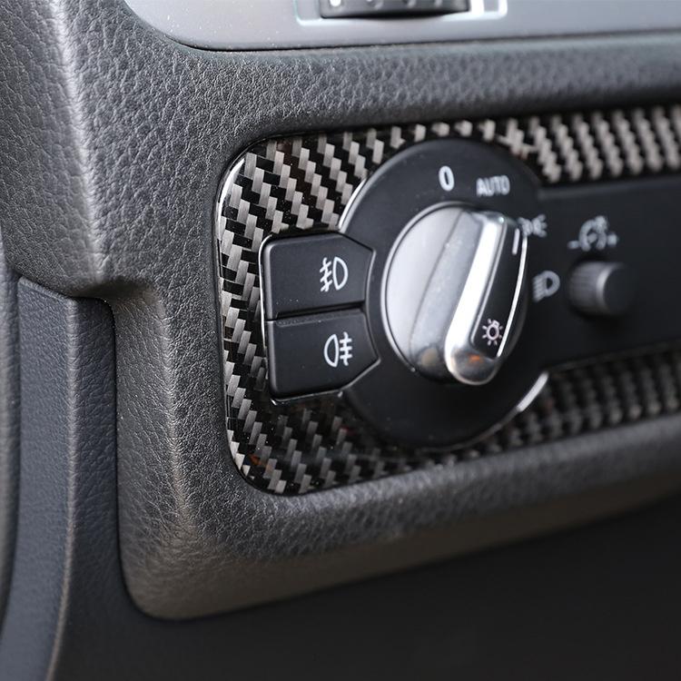 For VW Touareg 2011 2012 2013 2014 2015 Car Interior Headlight Switch Frame Cover Trim Carbon Fiber