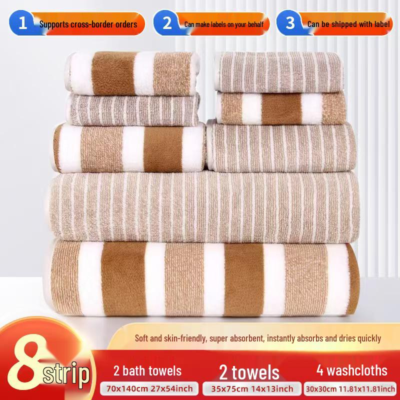 Set de 8 prosoape: Prosoape Groase Absorbante pentru Baie, Față și Păr din Fleece de Corali pentru Adulți și Copii