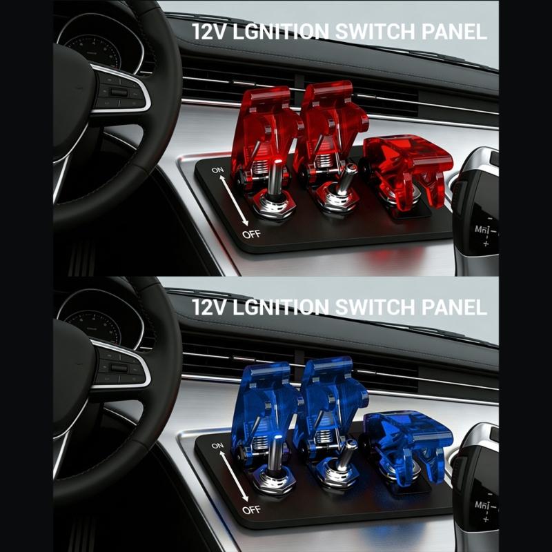 High Performances 3 Way Rocker Switches with Built In LED Lights & Dustproof Designs Car Dashboard Switches Panel for Trucks
