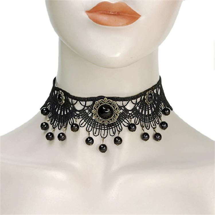Flower Lace Choker Necklace Black Hollow Lace Necklace Adjustable Choker 1