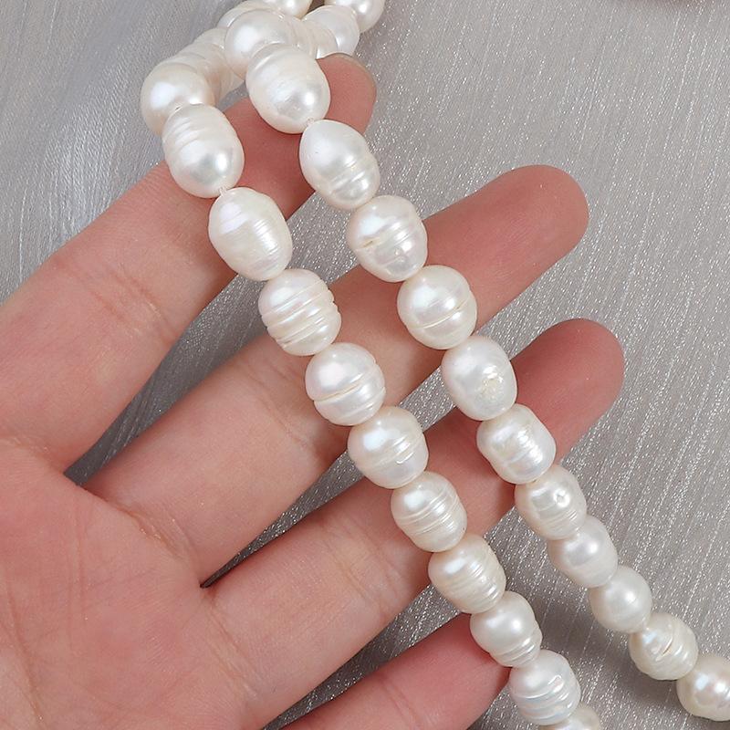 Threaded Rice Pearl Natural Freshwater Pearl White Pearl 4-9mm For Jewelry Making DIY Bracelet Earrings Necklace Accessory