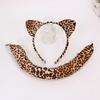 Animal Print Cats Ears Headband Matching Tail Set Breathable Roleplay Gear Costume Accessory For Cosplay Enthusiasts