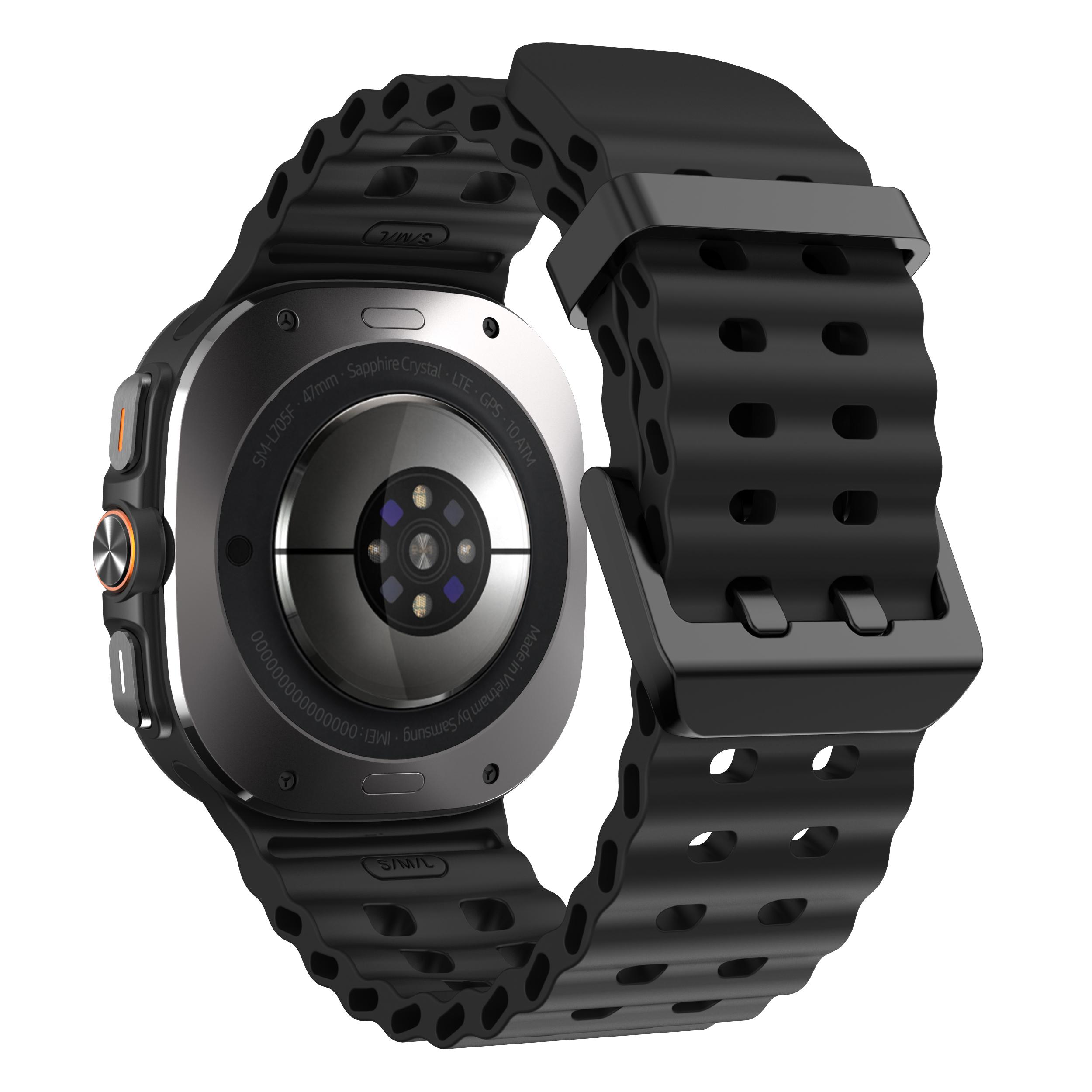 

Спортивный силиконовый ремешок для Samsung Galaxy Watch Ultra Наручный ремешок Браслет для GalaxyWatch Ultra 47 мм Аксессуары Galaxy Watch Ultra чёрный