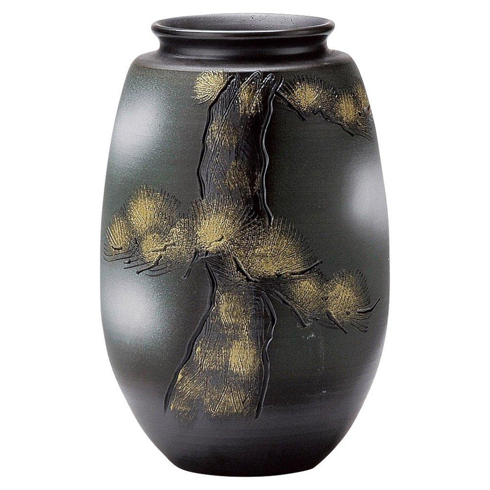 

Shigaraki ware Hechimon flower vase, large, brown, with a pine and jujube motif, ceramic, MR-1-2579