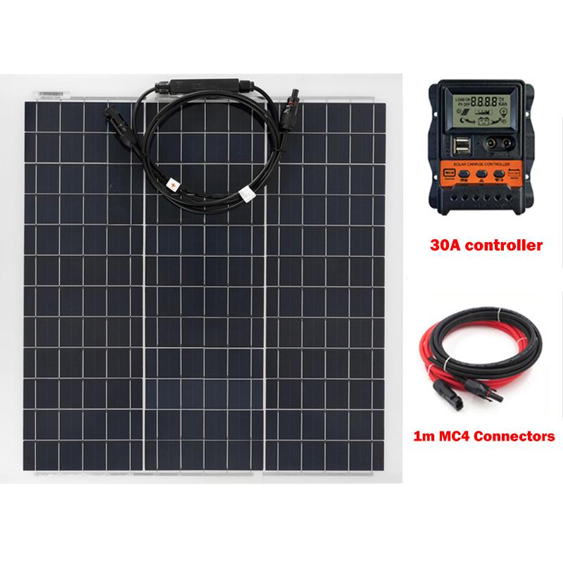 Solar Panel 300W 600W Flexible Monocrystalline Cell RV 12V Solar Panel Kit With Controller Complete For Car/Boat/Battery/Camping