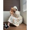 Women's Striped Fleece Hooded Robe, Thickened Warm Flannel Coral Velvet Loungewear Pajama Sets