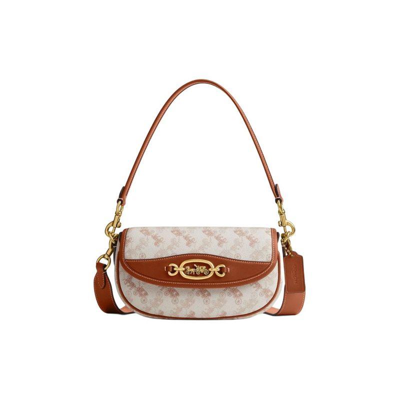 Coach Harley 23 Classic Logo Saddle Bag Women Shoulder Bag Chalk Polished-Amber CR511-B4TXF