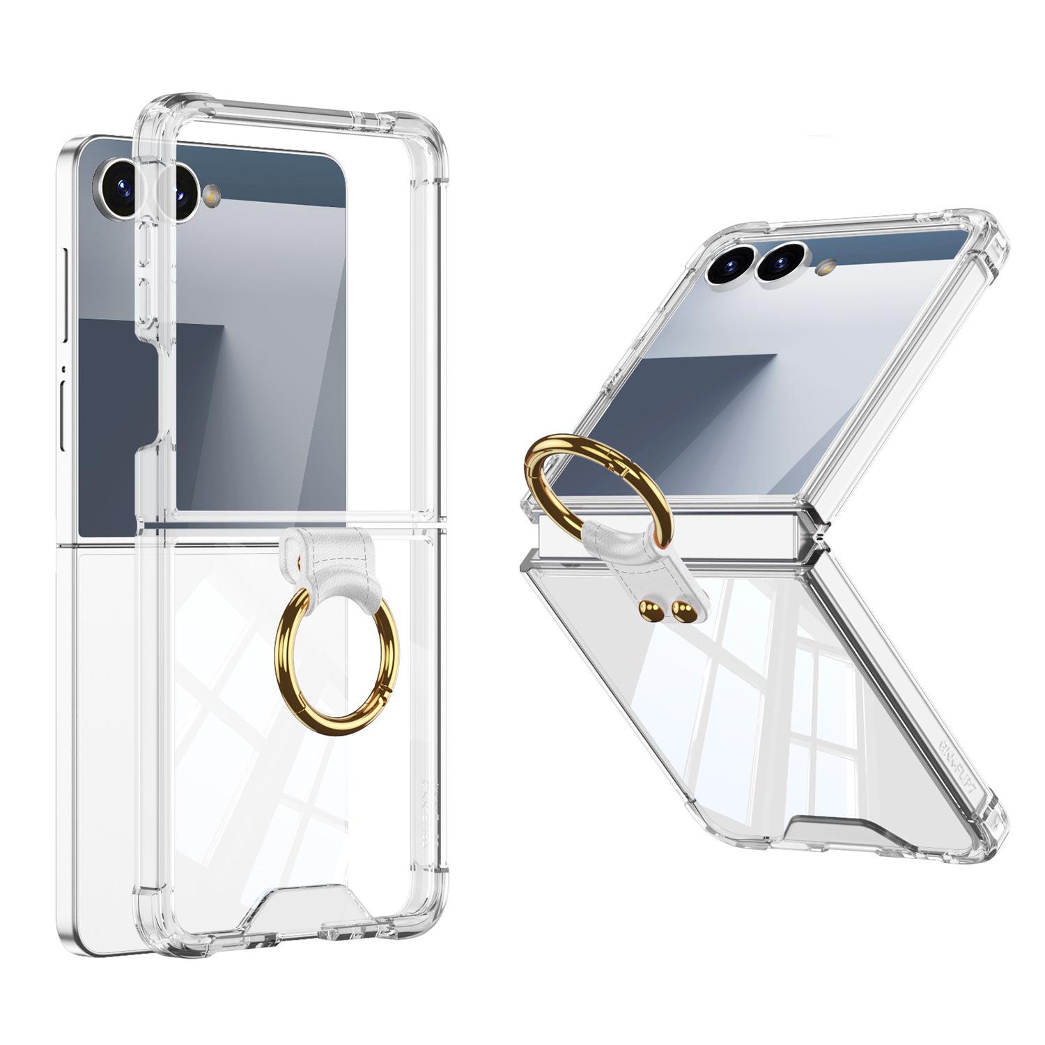 

Samsung Zflip7 Mobile Phone Case Transparent Airbag Ring Connected Simple Anti Fall Folding Full Package SM-Flip7