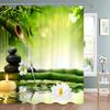 Tenda Doccia Zen Paesaggio di Loto Tenda Doccia Meditazione Pietre Zen Bambù Verde Fiore Pianta Tende Doccia Arredo Bagno