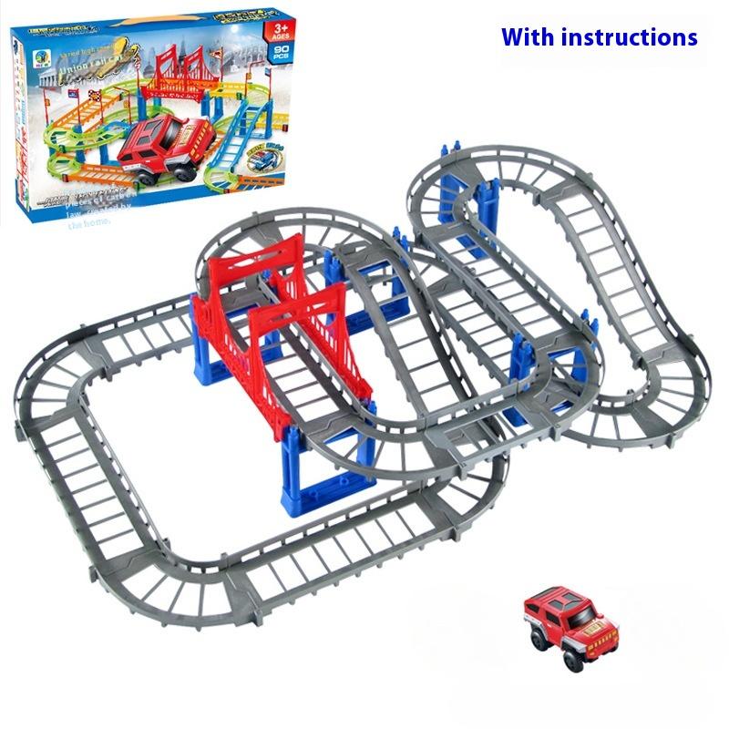 Variety of Track Car Drag Horse Assembly Electric High-speed Track Educational Toys Children's DIY Toys