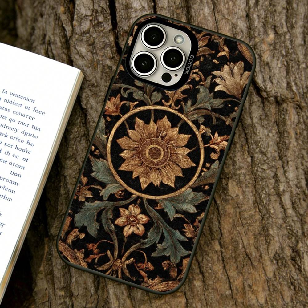 Sunflower Pattern Phone Case For iPhone 17,16,15,14,13,12,11 Plus,Pro Max,XS,Colored Silver Plated Inside Cover