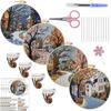 1pc House and Tree Landscape Embroidery DIY Fabric Craft Kit with Tools
