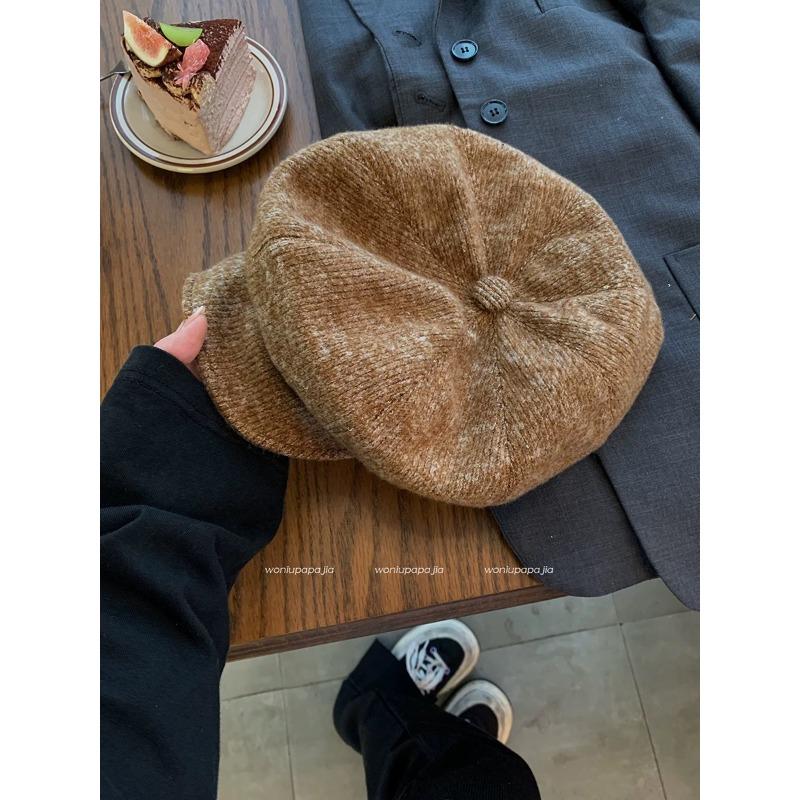 Literary Retro Solid Color Octagonal Beret Korean Style Ins Face Changing Autumn and Winter Atmosphere Versatile and Trendy