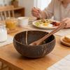 Coconuts Bowl Spoon Set Featurings Unique Natural Pattern for Cold Dishes
