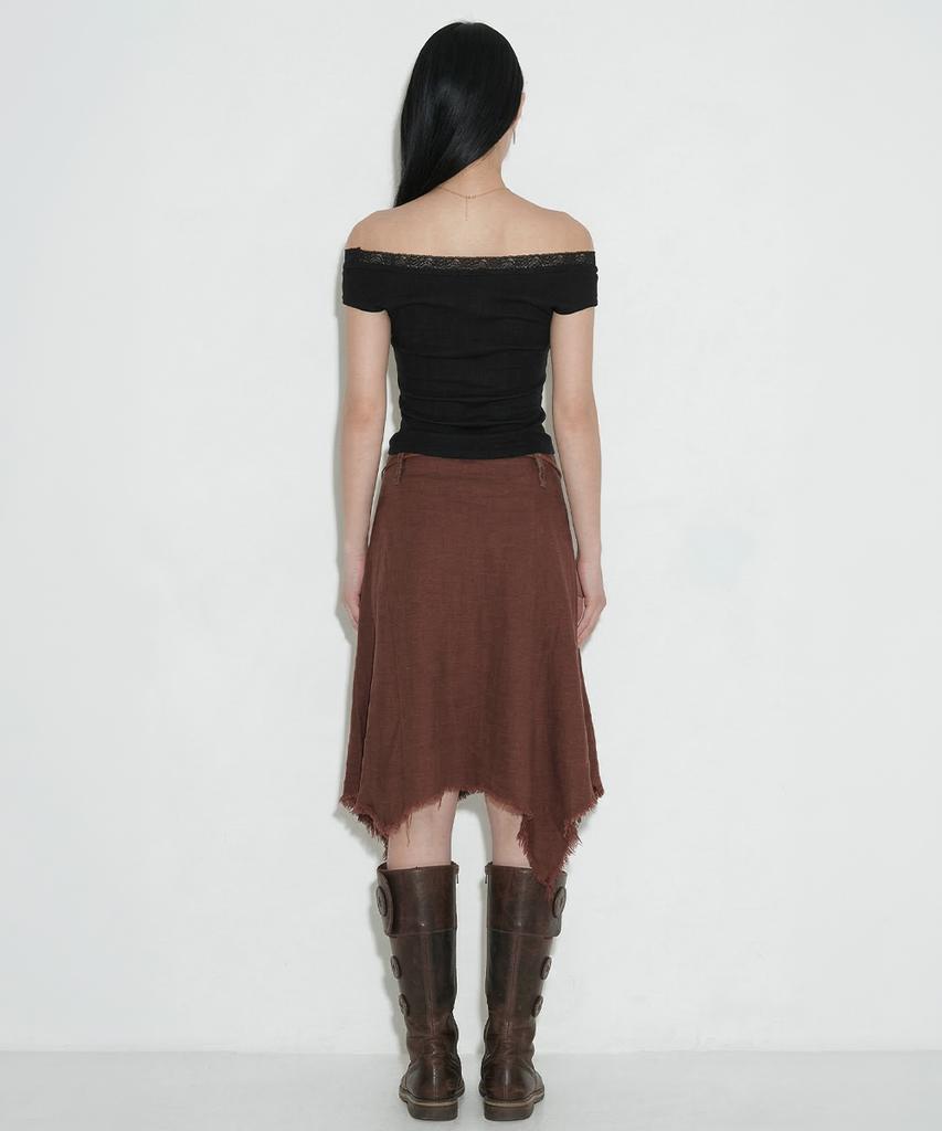 Cecese Bohemian Asymmetrical Cut Skirt Brown