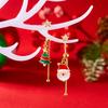 Sliding Christmas Earrings For Women Men Santa Claus Crutch Snowflake Tree Snowman Bell Fringe Asymmetric Dangle Jewelry Gifts