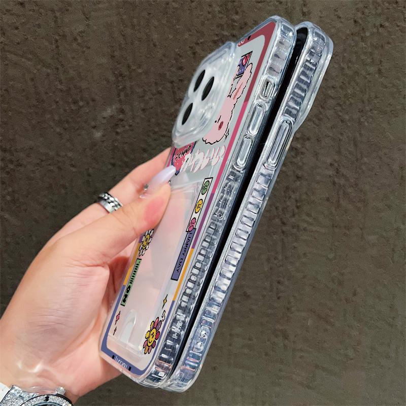 Card Slot Holder Silicone Wallet Pocket Case For iPhone 17 Air 16 14 Pro Max Xiaomi Redmi Note 13 12 14 Pro Honor X6A X6B X8A Cover Clear Phone Bumper