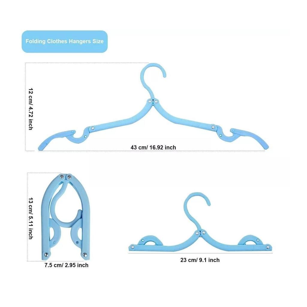 10Pcs Portable Folding Clothes Hangers Multifunctional Travel Clothing Drying Rack Laundry Hangers Space Saving