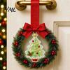 Holiday Party Souvenirs Mini Christmas Wreath Door Handle Decoration, Gingerbread/Angel/Bell/Snowman Artificial Pine Small Hanging Decor with
