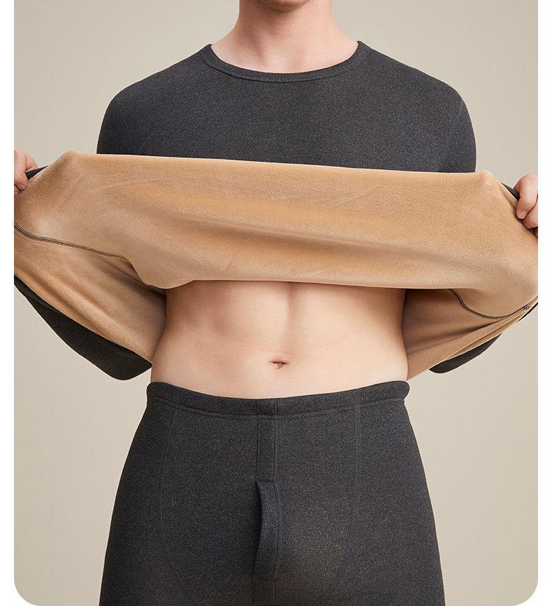Camel Wool Fleece-Lined Underwear Set: Thick, Warm Base Layer for Women - Ideal for Autumn and Winter.