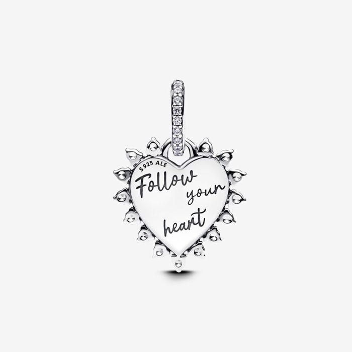 Charm Pendant - PANDORA - Cœur Flèche Pivotante - Métal Argenté - Mixte - Adulte